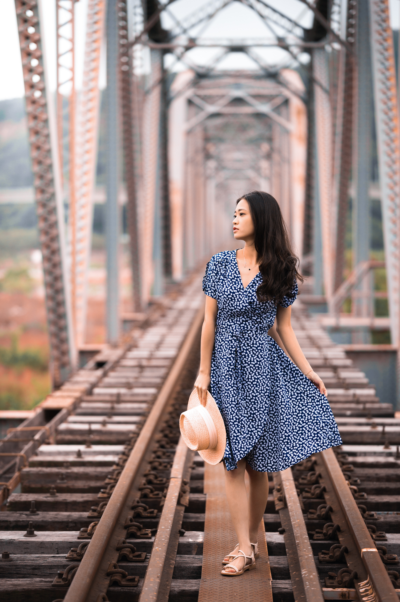 Girl on rail bridge Girl on rail bridge