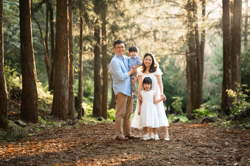 Family of 4 photo in forest
