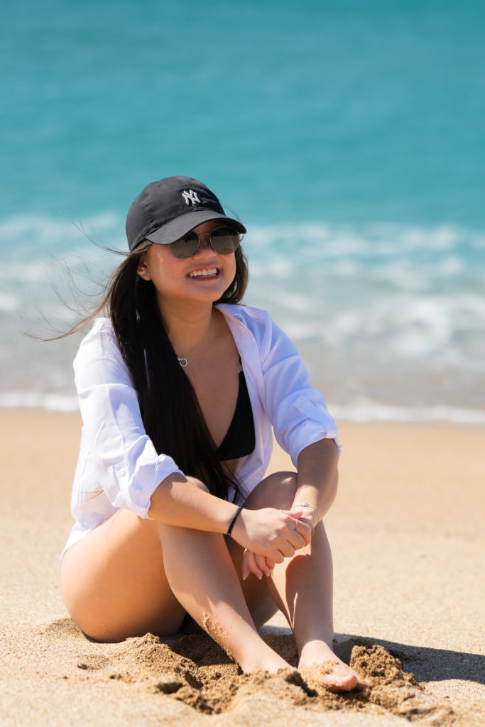 Woman sitting on the beach