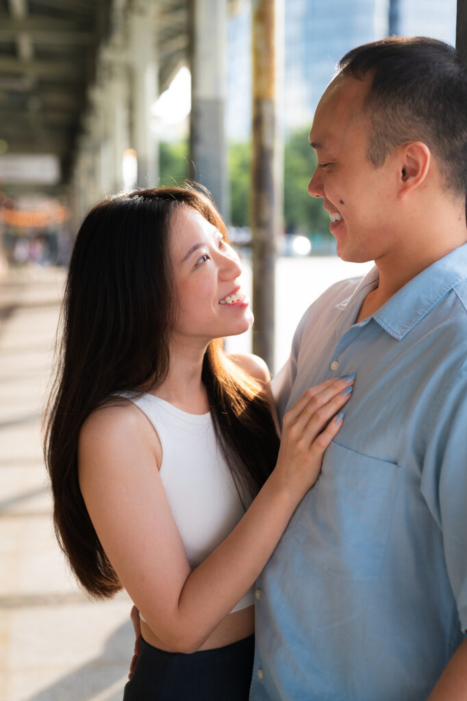 Couple looking at each other